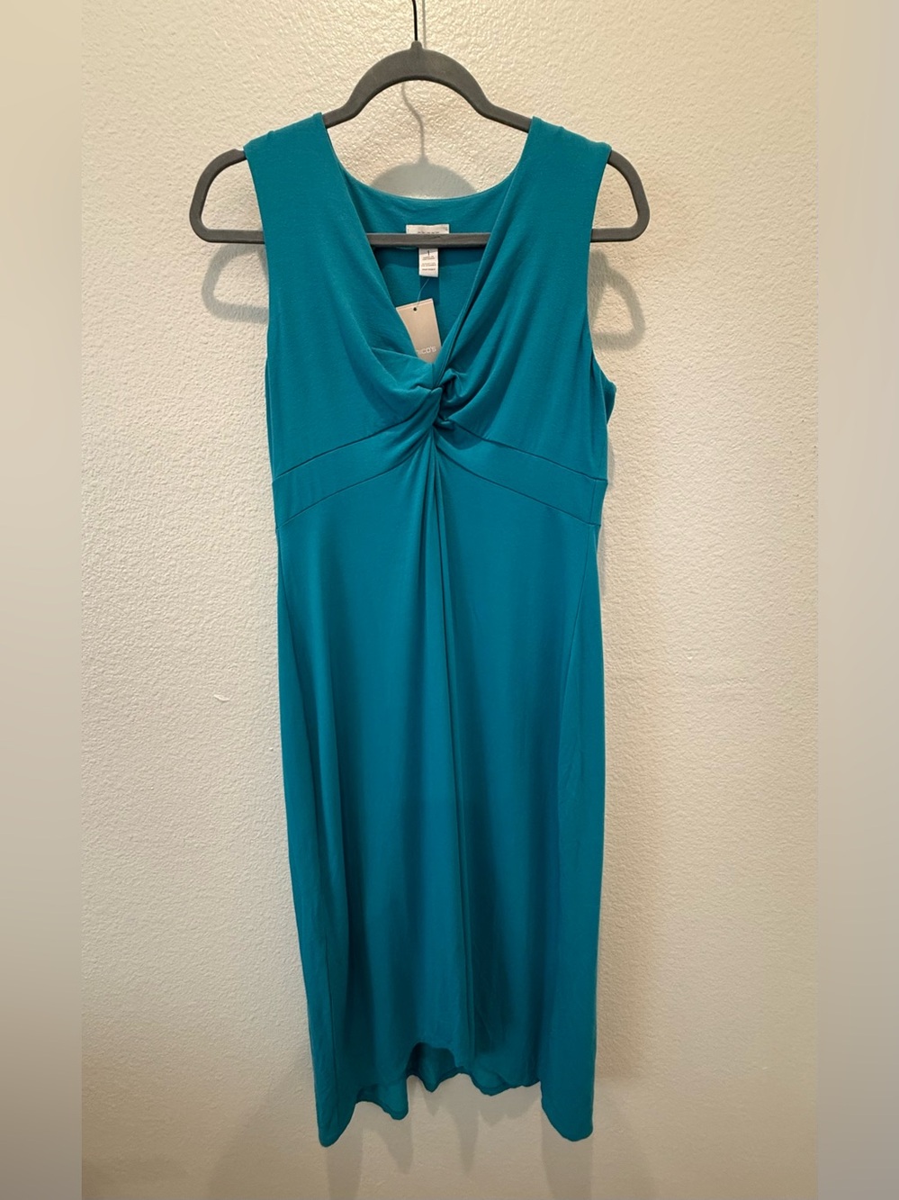 Chico’s hi-lo dress midi blue size M Medium stretchy NWT